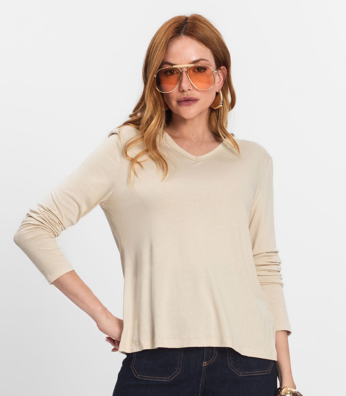 Blusa Manga Longa Select Bege - Imagem 2