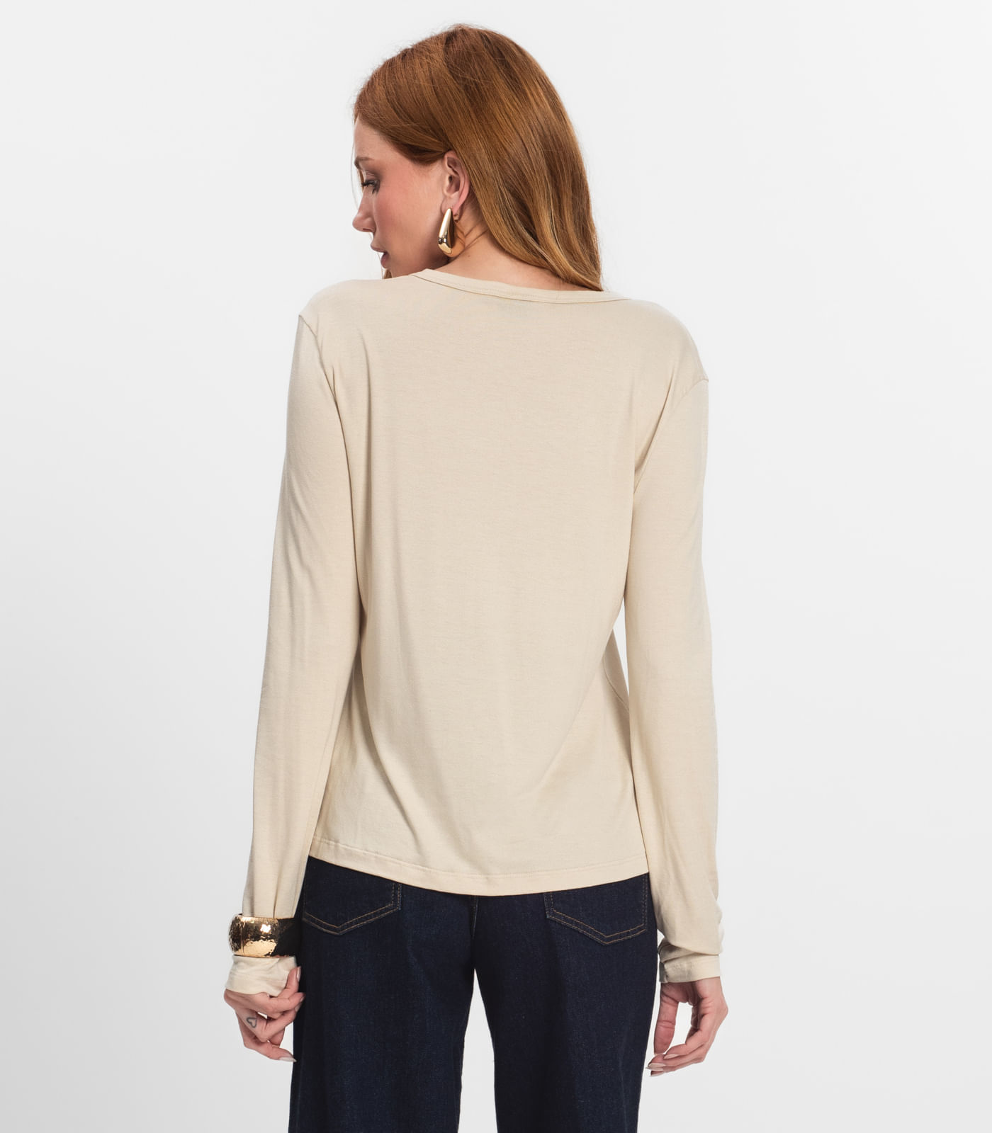 Blusa Manga Longa Select Bege - Imagem 7