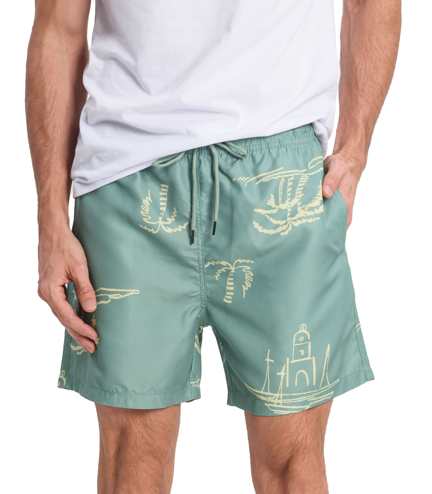 Bermuda Masculina Estampada em Microfibra Rovitex Verde - Imagem 12