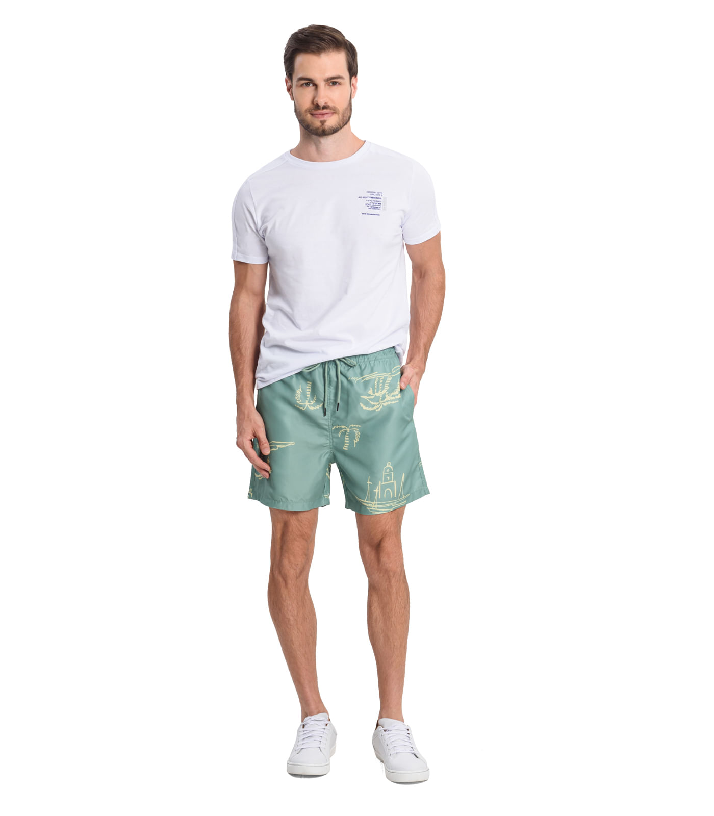 Bermuda Masculina Estampada em Microfibra Rovitex Verde - Imagem 7