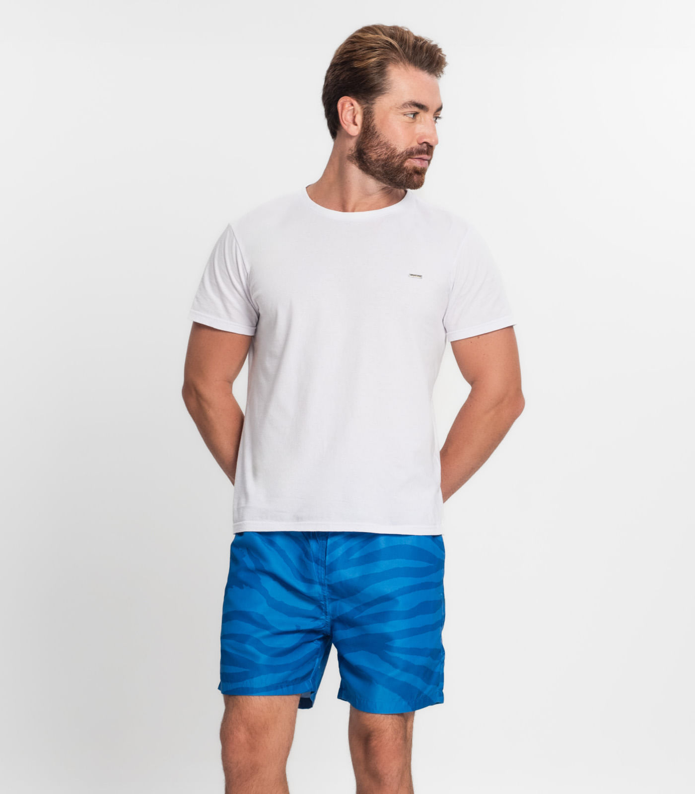 Bermuda Masculina Estampada em Microfibra Rovitex Azul