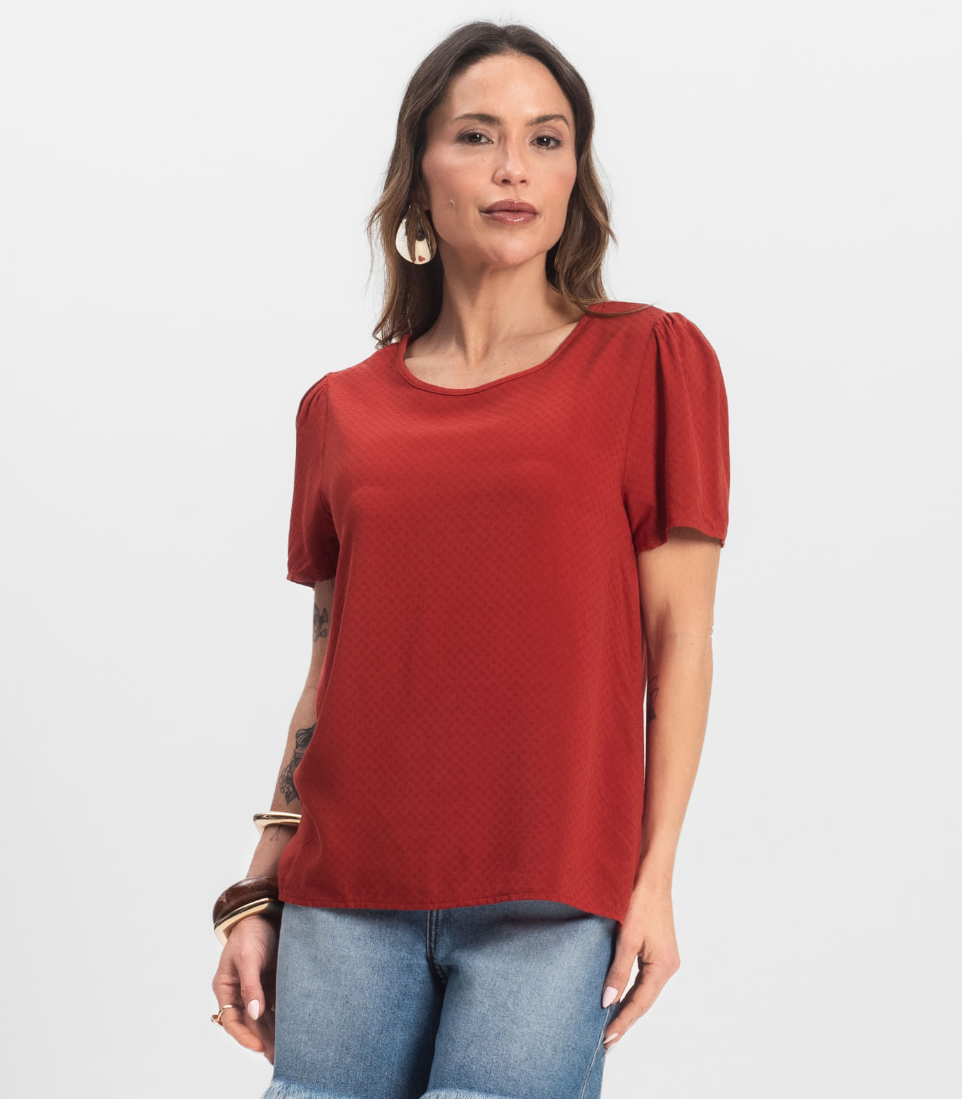 Blusa Feminina Em Viscose Infinita Cor Laranja - Imagem 13