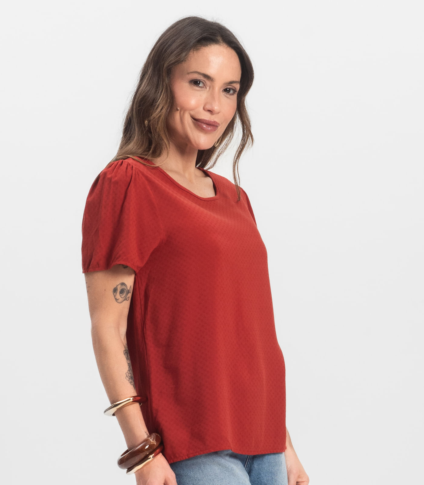 Blusa Feminina Em Viscose Infinita Cor Laranja - Imagem 14