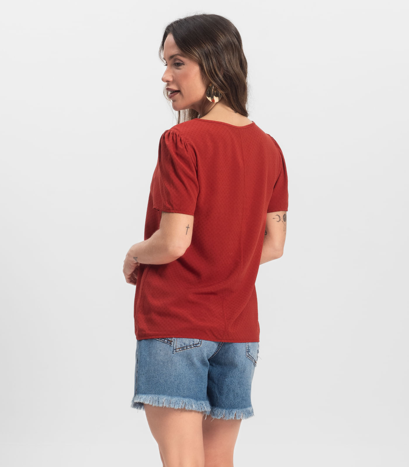 Blusa Feminina Em Viscose Infinita Cor Laranja - Imagem 9