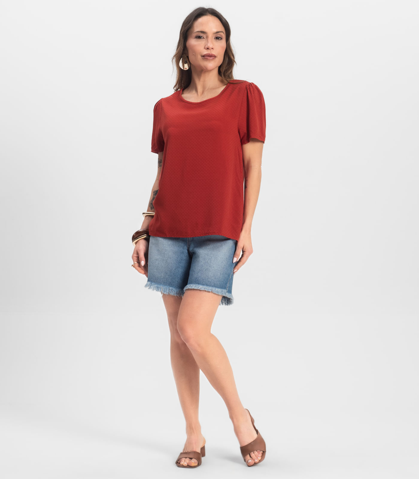 Blusa Feminina Em Viscose Infinita Cor Laranja - Imagem 22