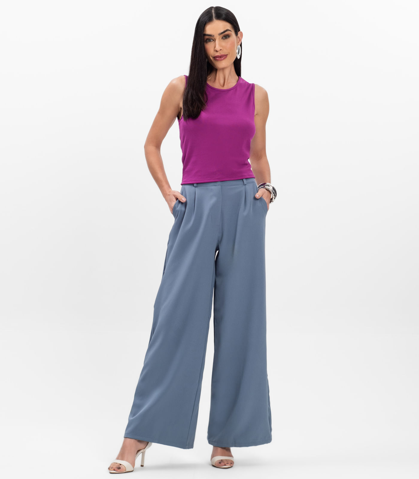 Regata Feminina em Ponto Roma Rovitex Roxo - Imagem 10