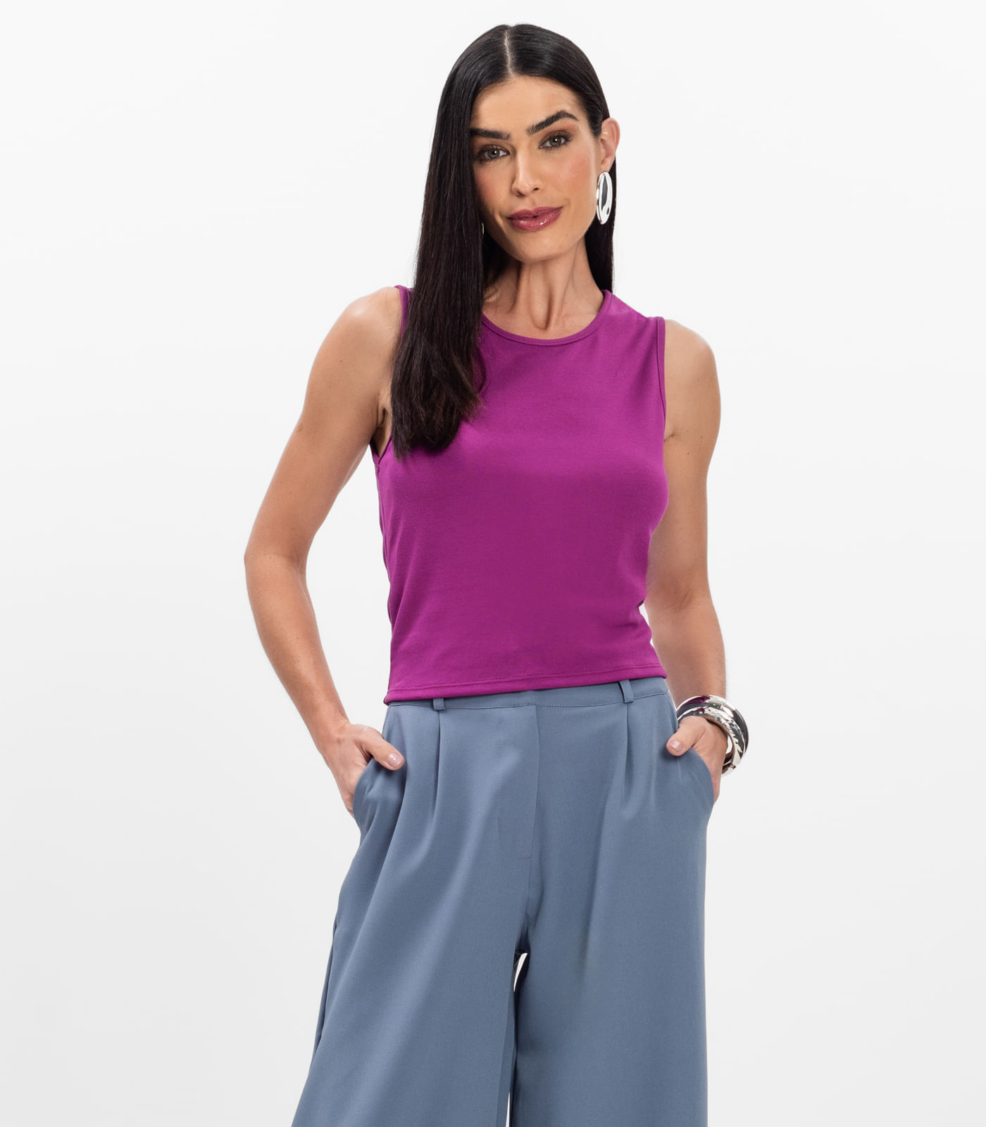 Regata Feminina em Ponto Roma Rovitex Roxo - Imagem 13