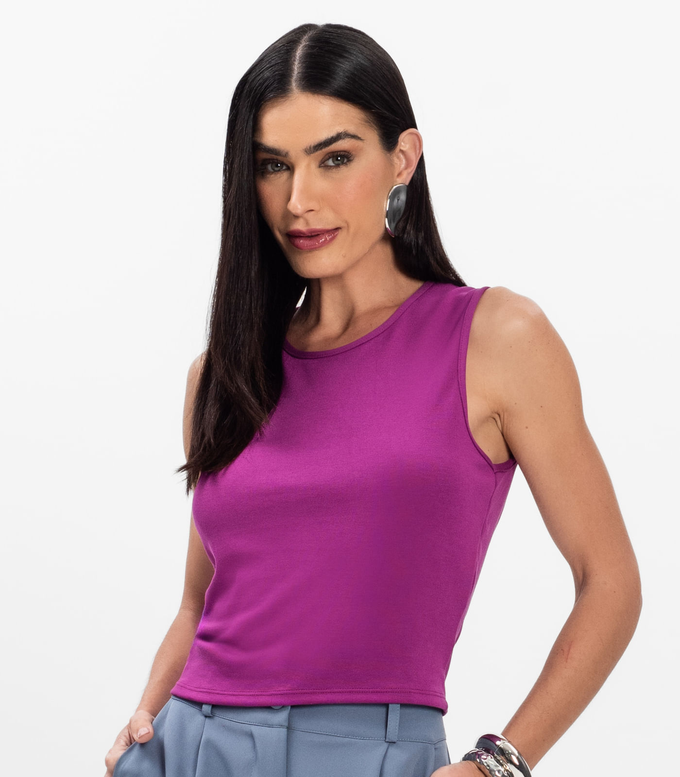 Regata Feminina em Ponto Roma Rovitex Roxo - Imagem 14