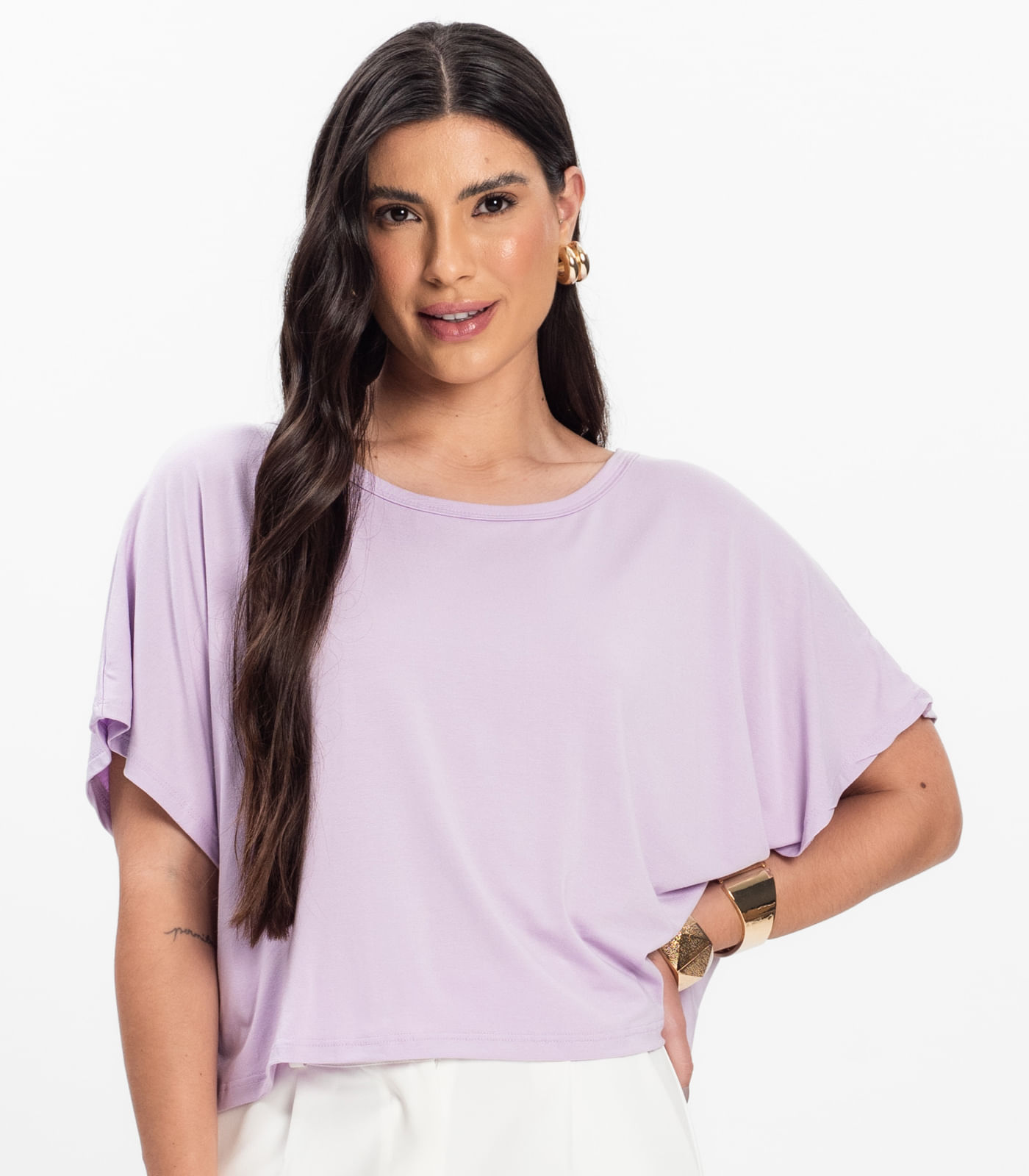 Blusa Feminina com Manga Morcego Rovitex Roxo - Imagem 14