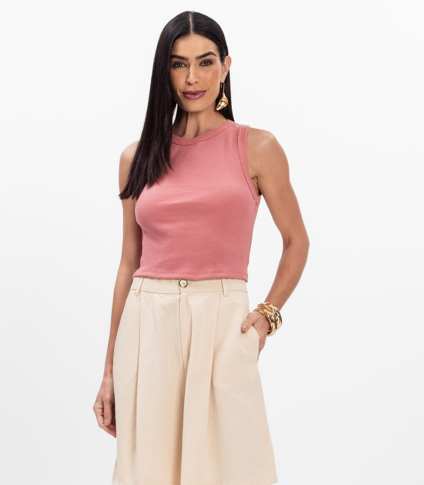 Regata Feminina em Ribana Rovitex Rosa - Imagem 13