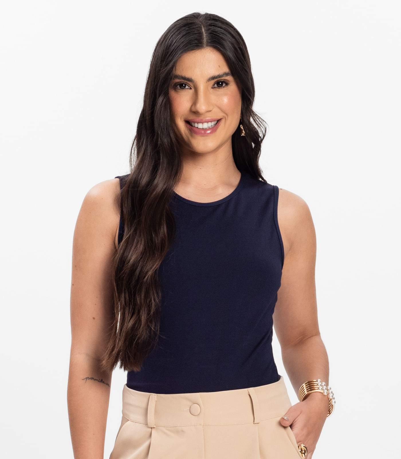 Regata Feminina em Ponto Roma Rovitex Azul - Imagem 8