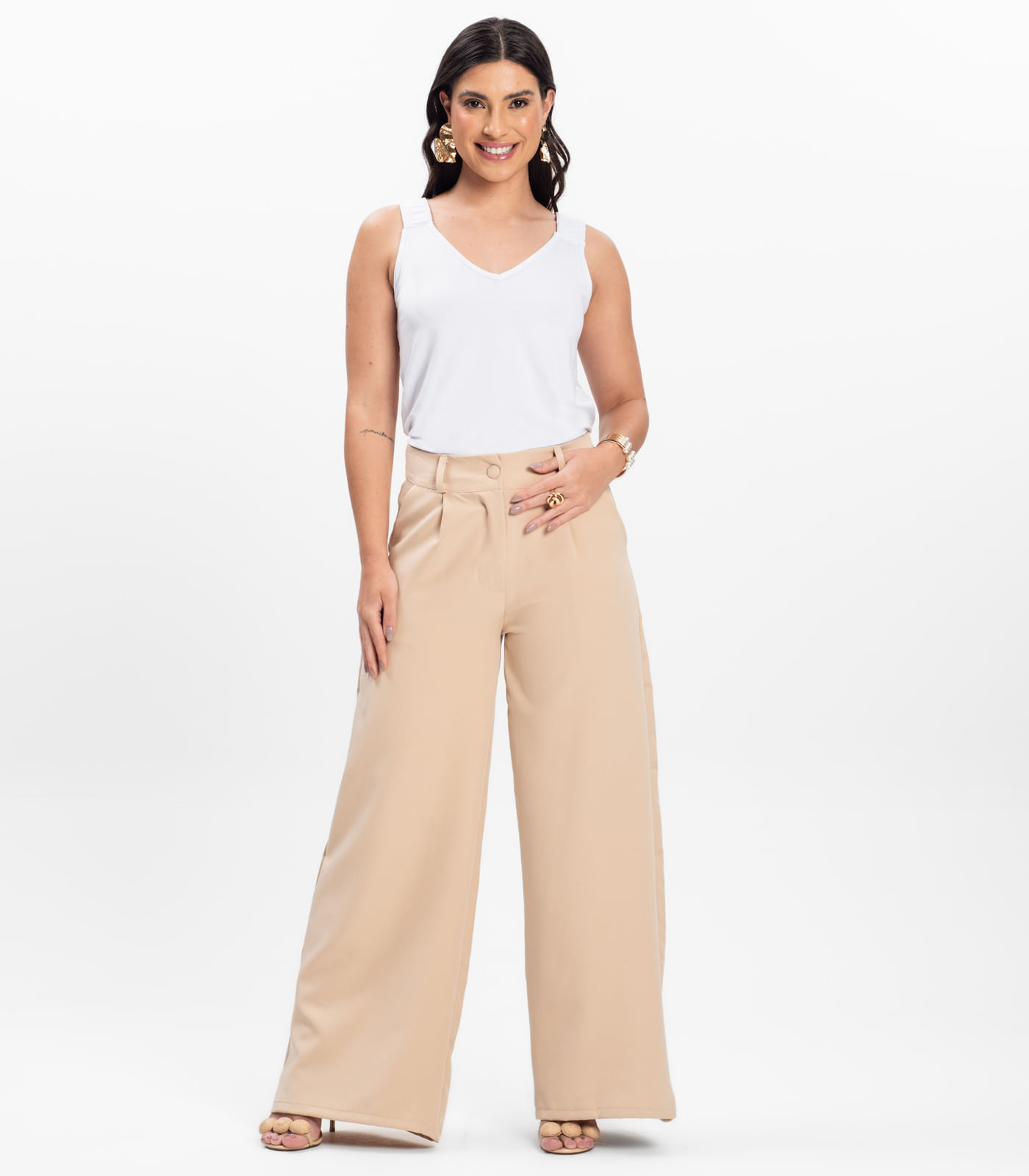 Regata Alça Franzida Feminino Rovitex Branco - Imagem 10