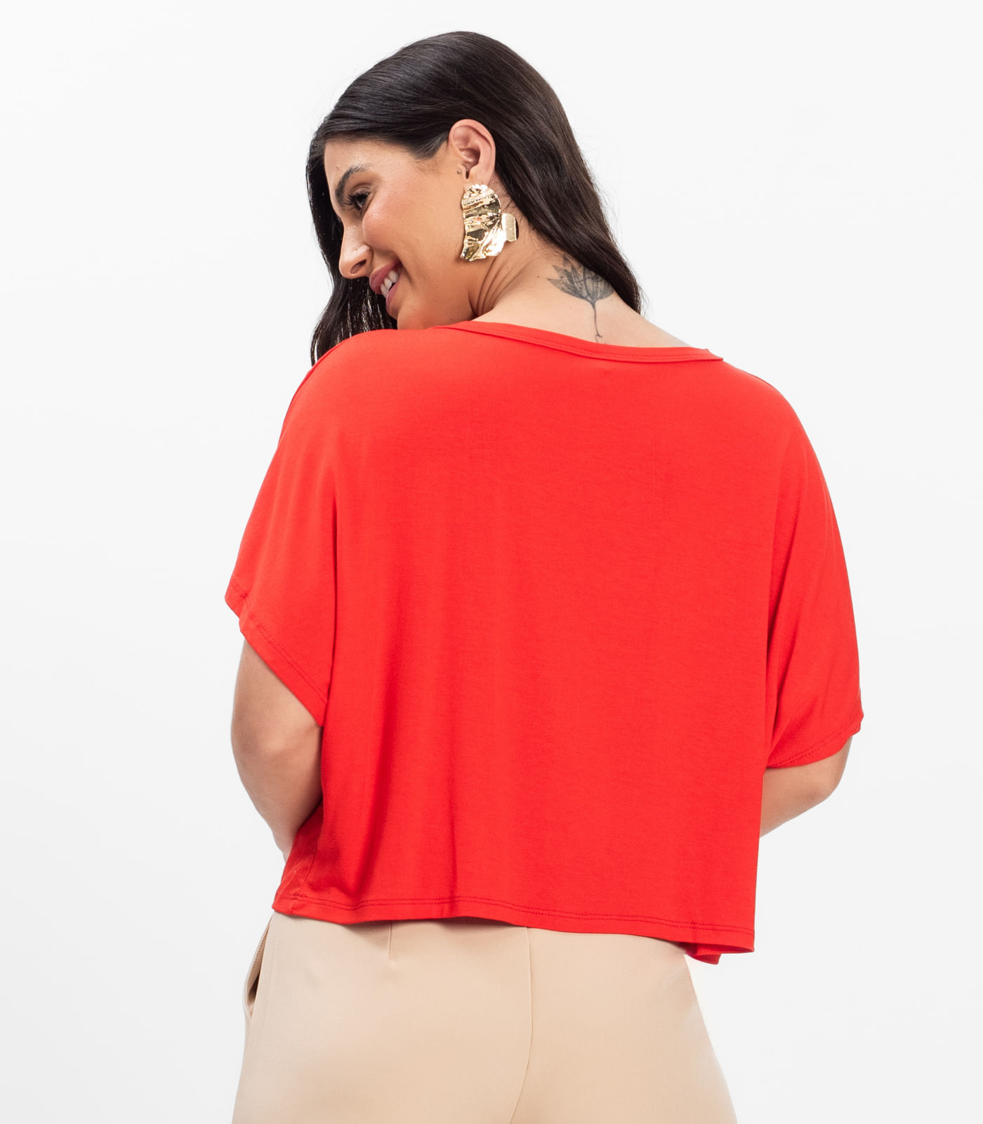 Blusa Feminina com Manga Morcego Rovitex Laranja - Imagem 9