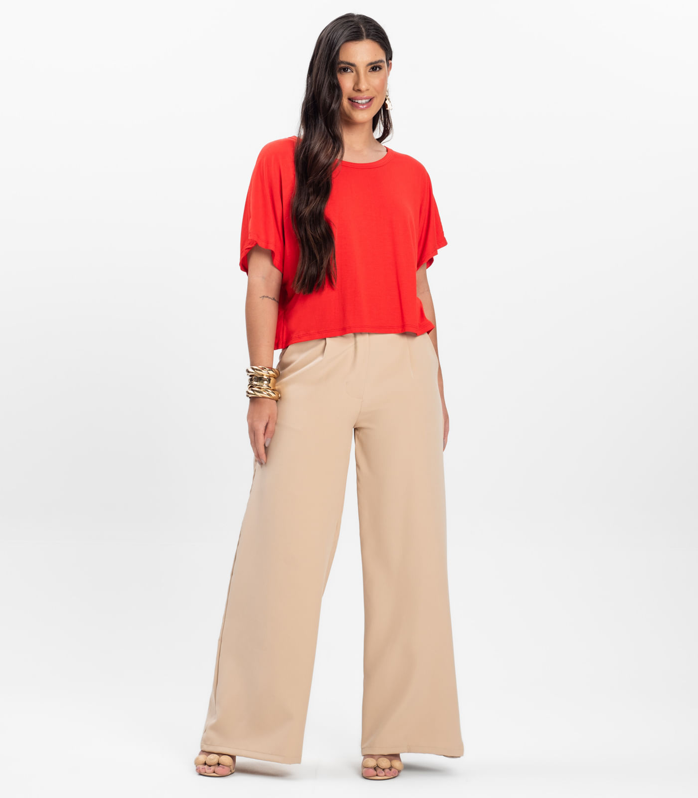 Blusa Feminina com Manga Morcego Rovitex Laranja - Imagem 4