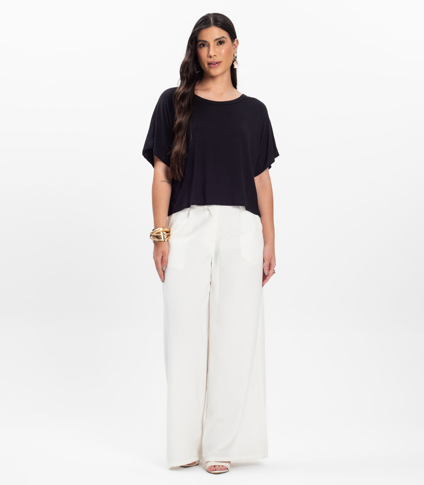 Blusa Feminina com Manga Morcego Rovitex Preto - Imagem 4