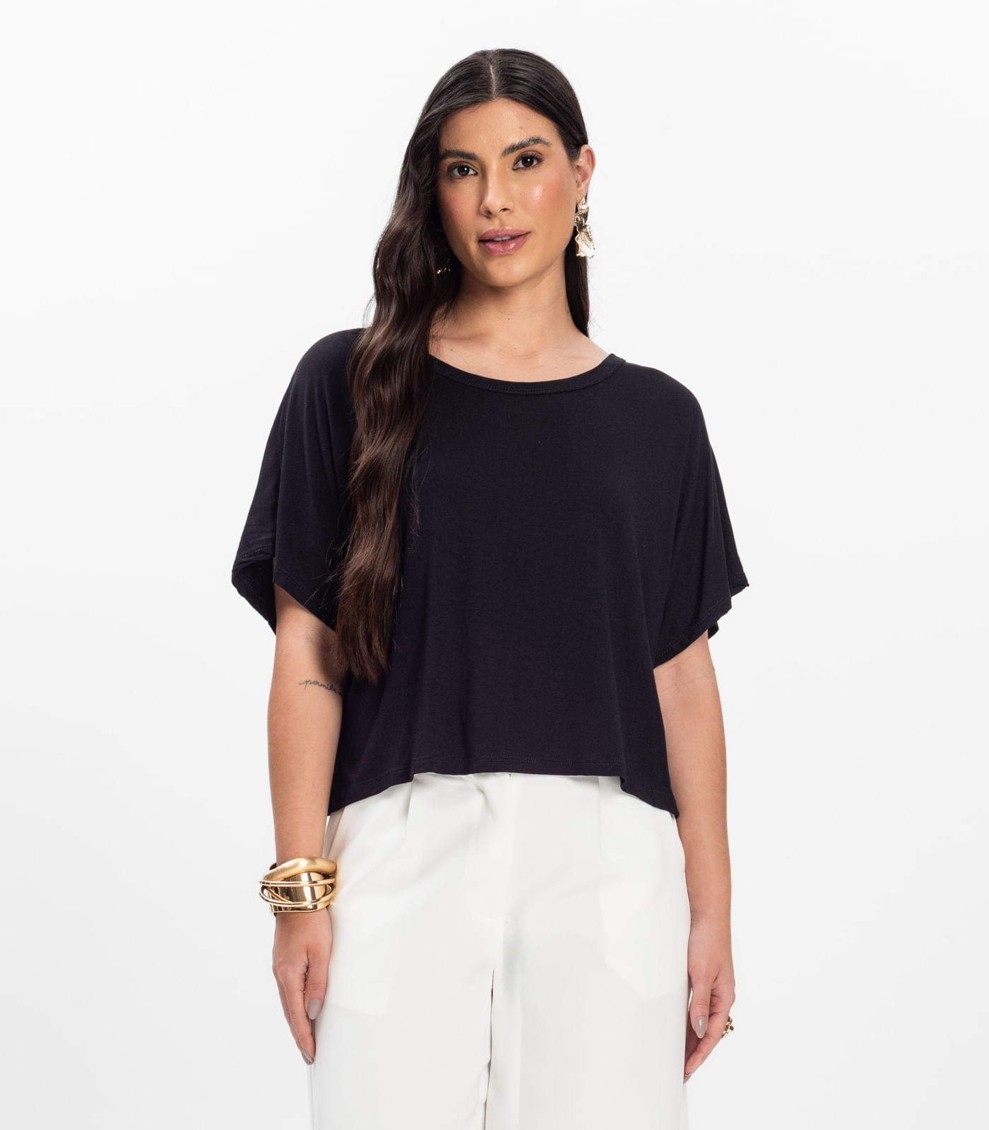 Blusa Feminina com Manga Morcego Rovitex Preto - Imagem 7