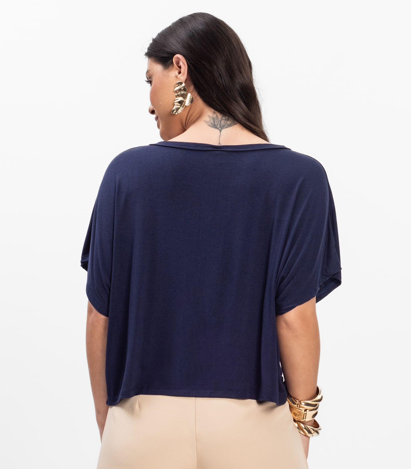 Blusa Feminina com Manga Morcego Rovitex Azul - Imagem 9