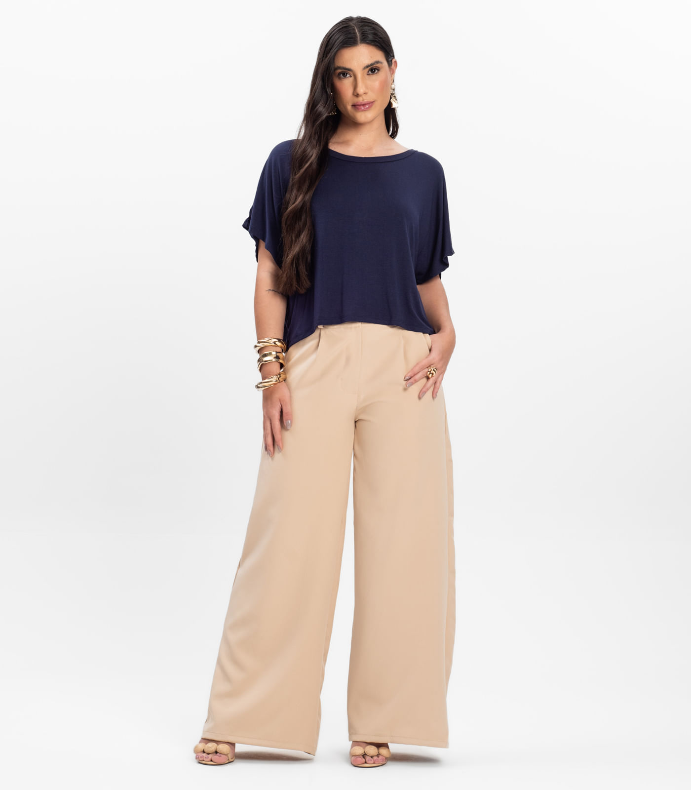 Blusa Feminina com Manga Morcego Rovitex Azul - Imagem 22