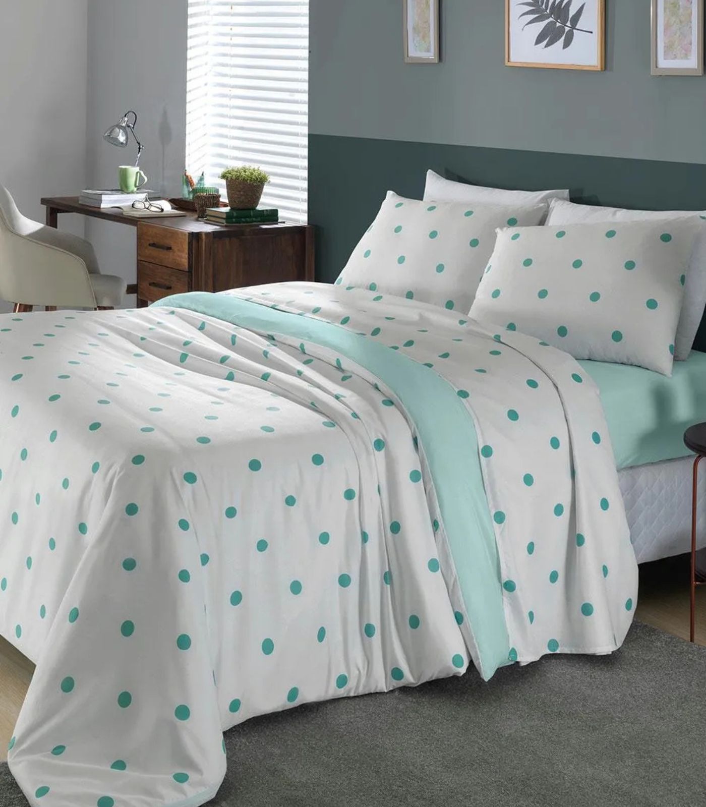 Jogo de Cama Poá Casal Lar E Lazer Azul