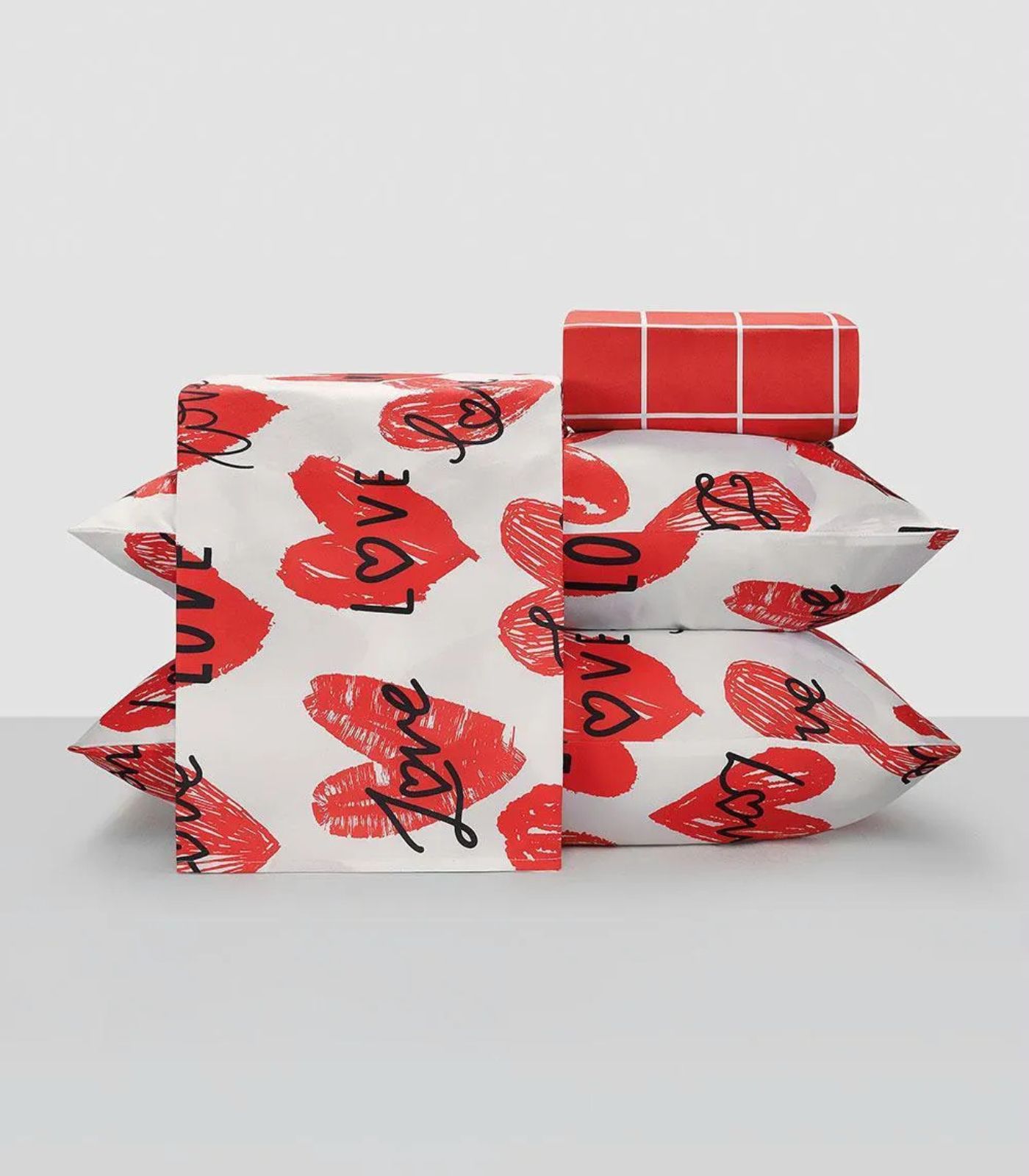 Jogo De Cama Solteiro Love 4 Peças Lar E Lazer Vermelho