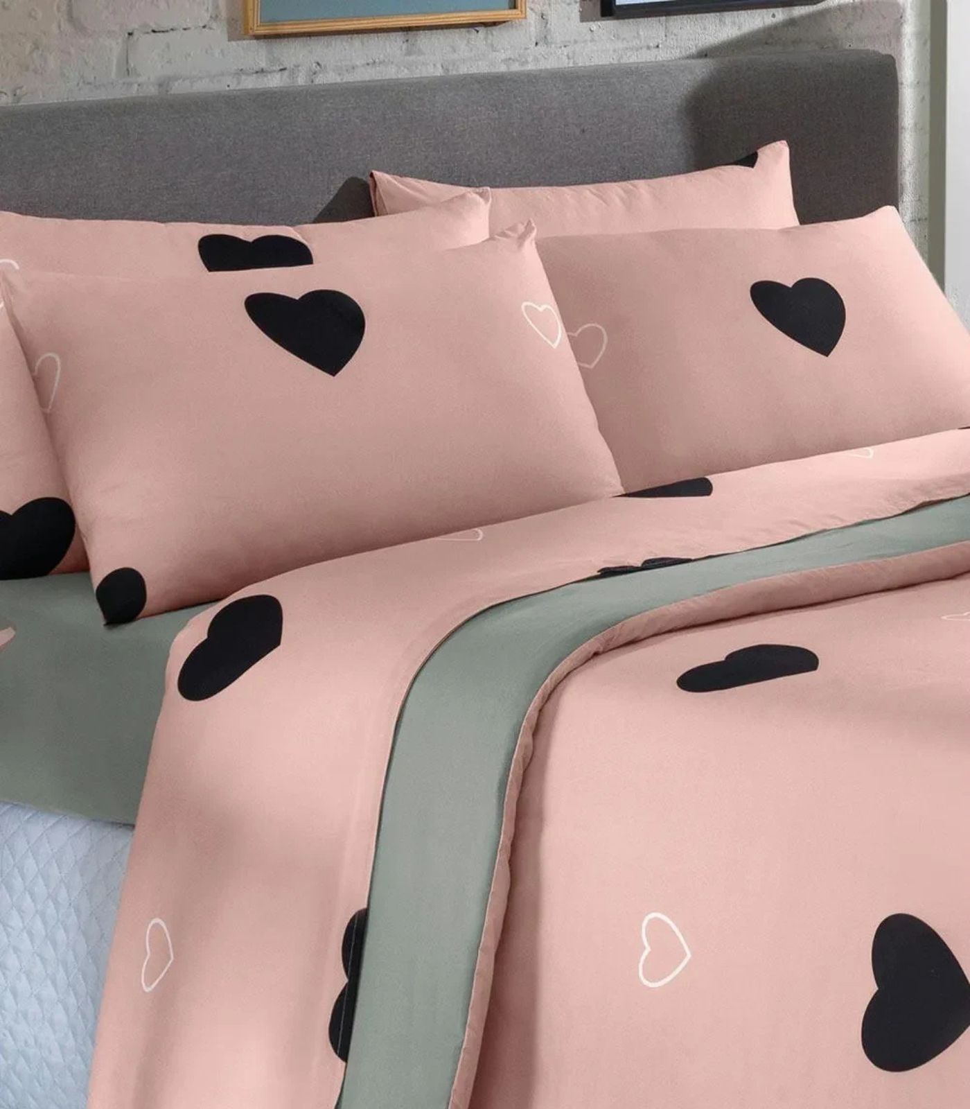 Jogo De Cama Queen Coração 4 Peças Lar E Lazer Rosa - Imagem 3