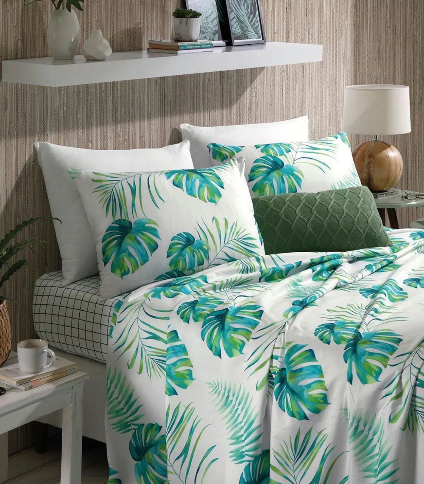 Jogo De Cama Queen Folhas 200 Fios Lar E Lazer Branco - Imagem 3