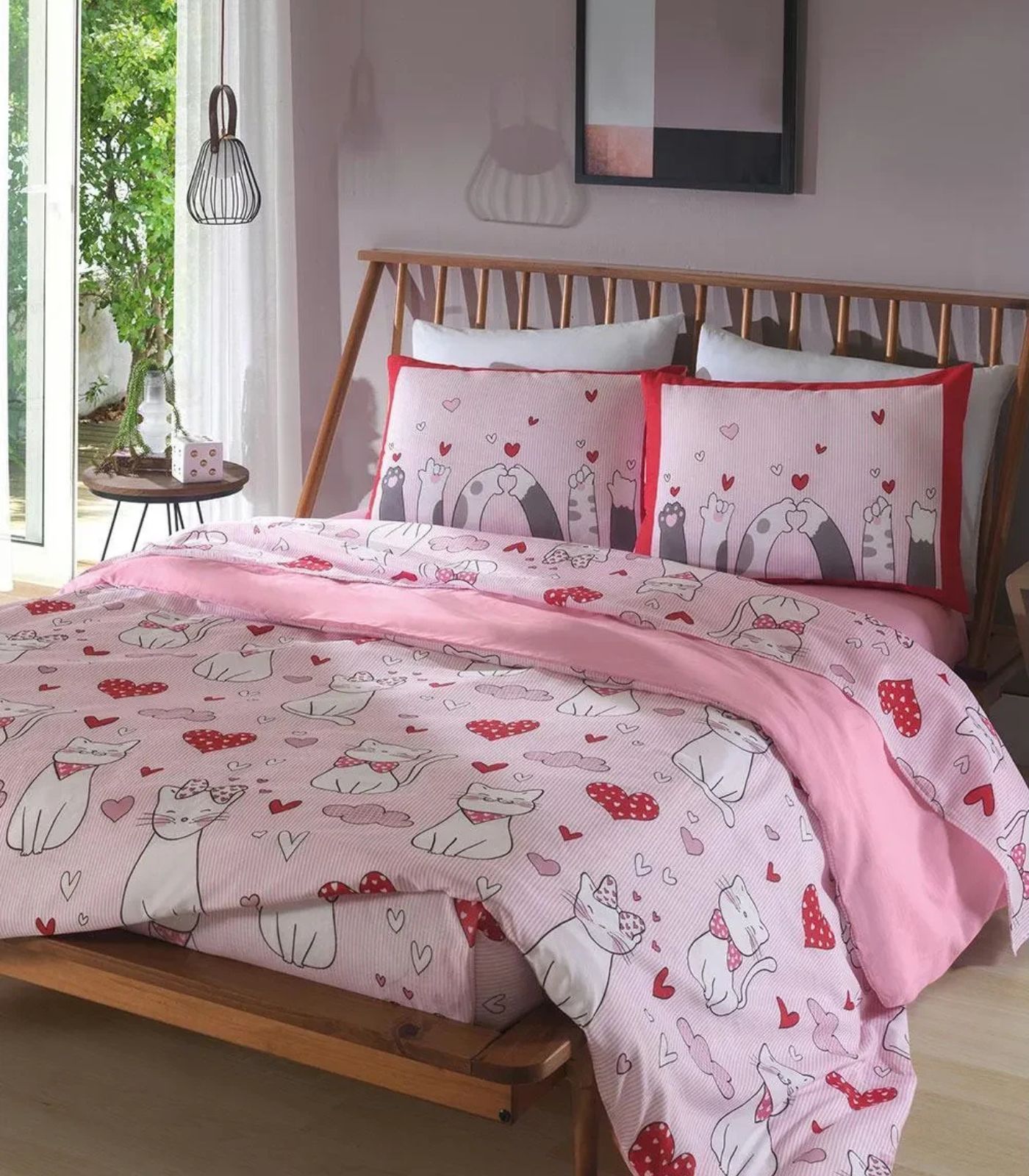 Jogo De Cama Queen Gatinhos 150 Fios Lar E Lazer Rosa - Imagem 2