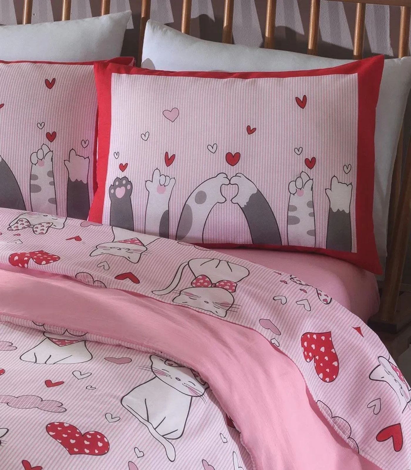 Jogo De Cama Queen Gatinhos 150 Fios Lar E Lazer Rosa - Imagem 3