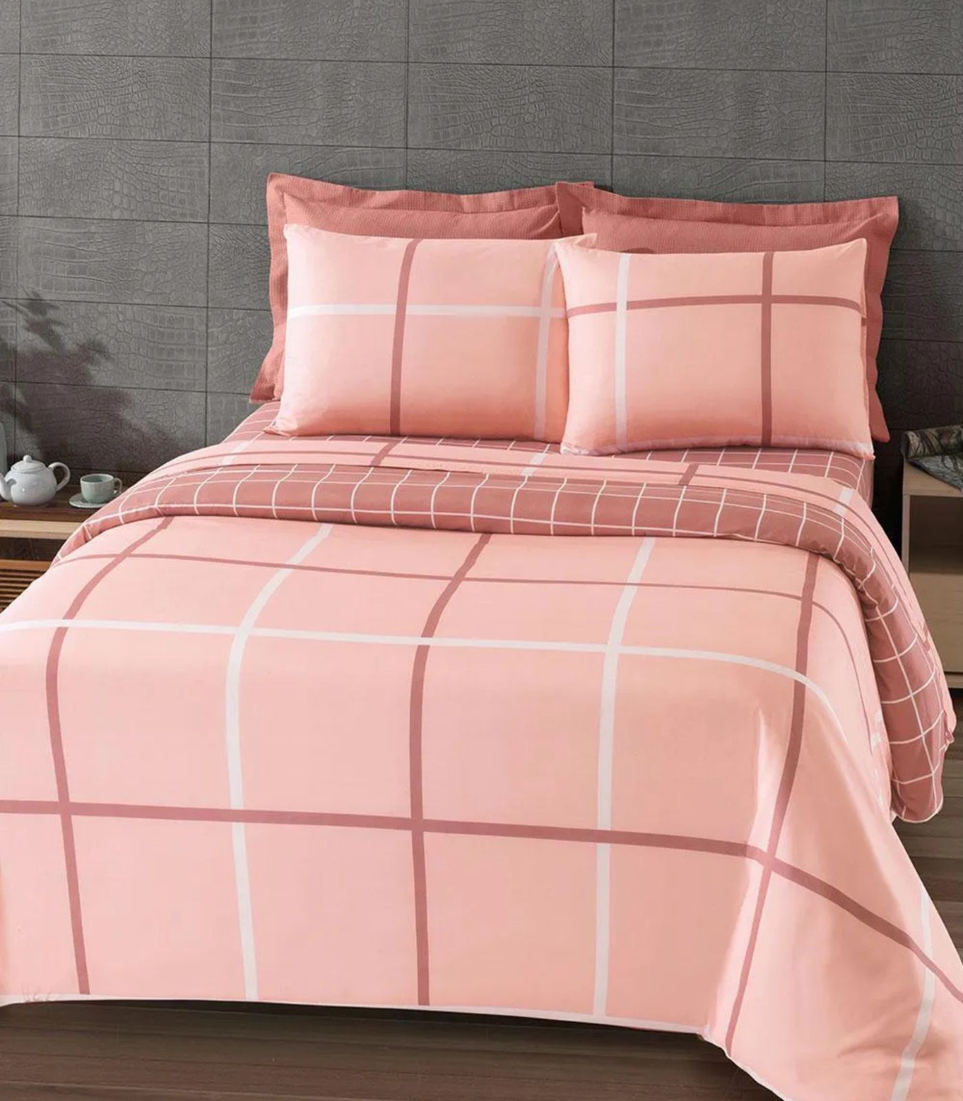 Jogo De Cama Casal 4 Peças Lar E Lazer Rosa - Imagem 2