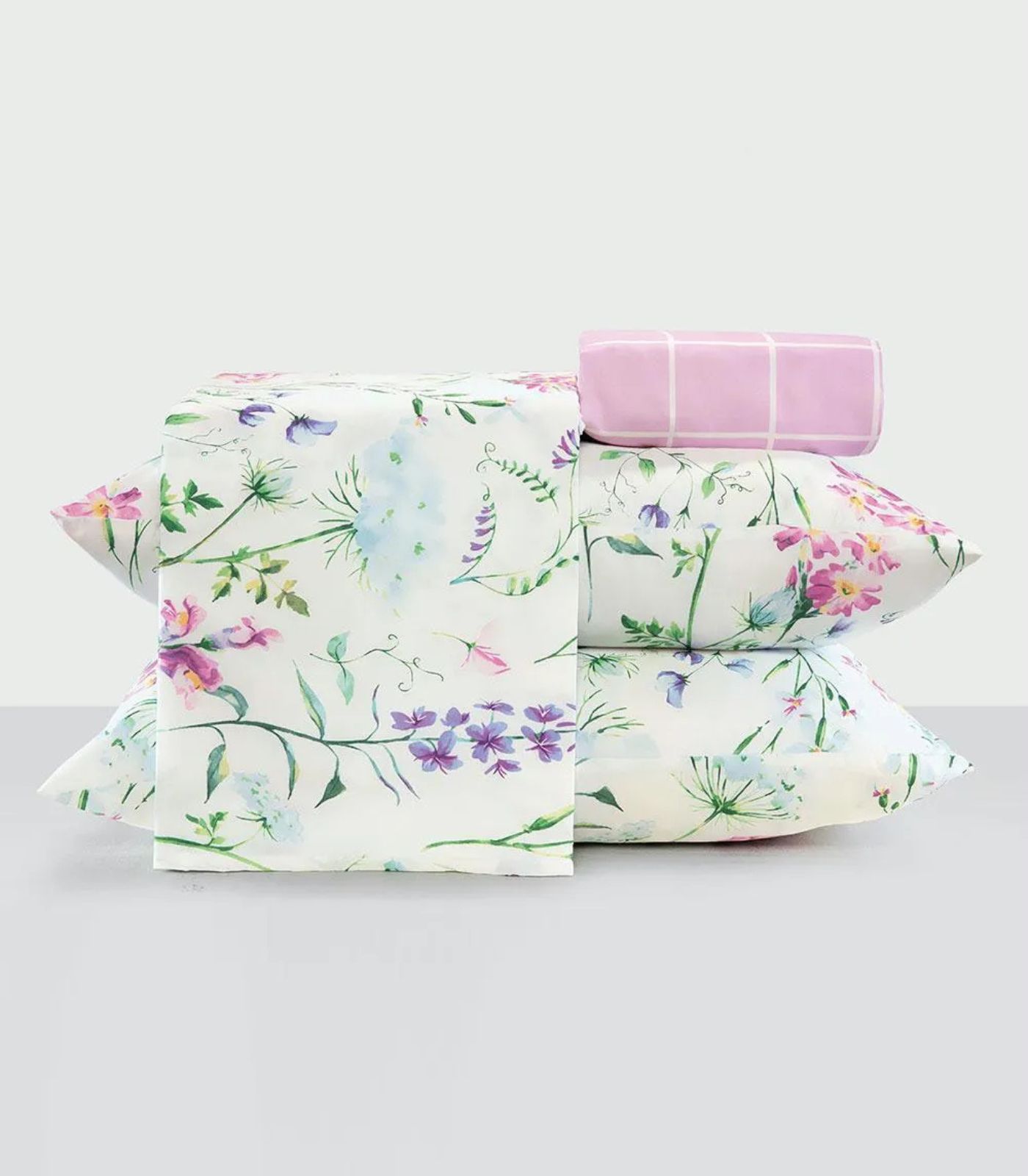 Jogo De Cama Solteiro Floral 200 Fios Lar e Lazer Bege