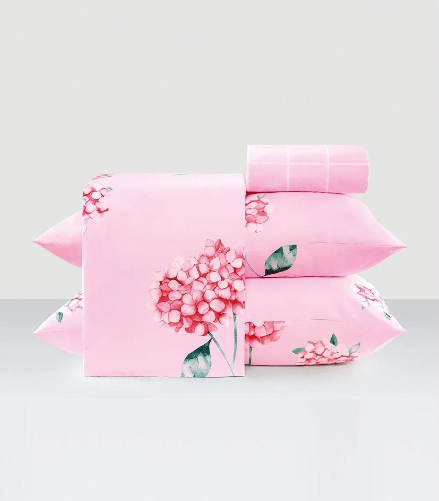 Jogo De Cama Casal 200 Fios Flores Lar E Lazer Rosa