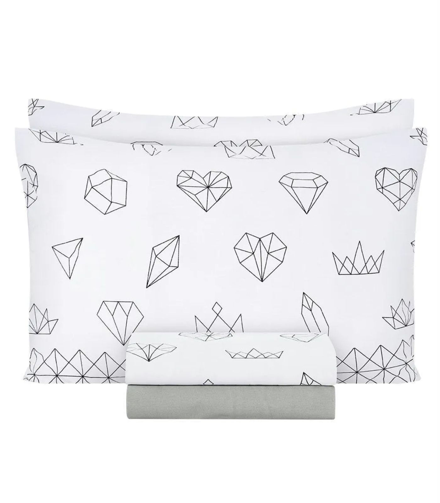 Jogo De Cama Casal Geométrico 150 Fios Lar E Lazer Branco