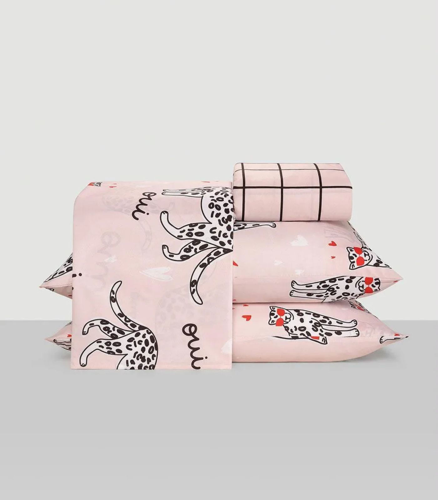Jogo De Cama Solteiro Leopardo 3 Peças Lar E Lazer Rosa