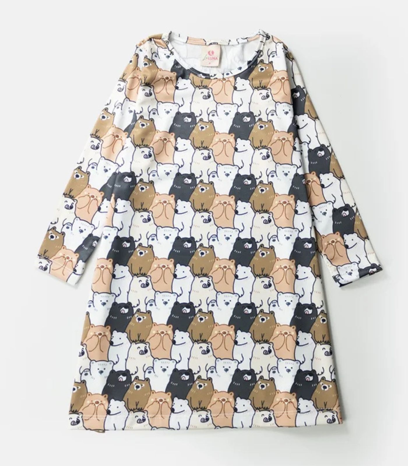 Vestido Infantil Manga Longa Em Suplex Laluna Bege