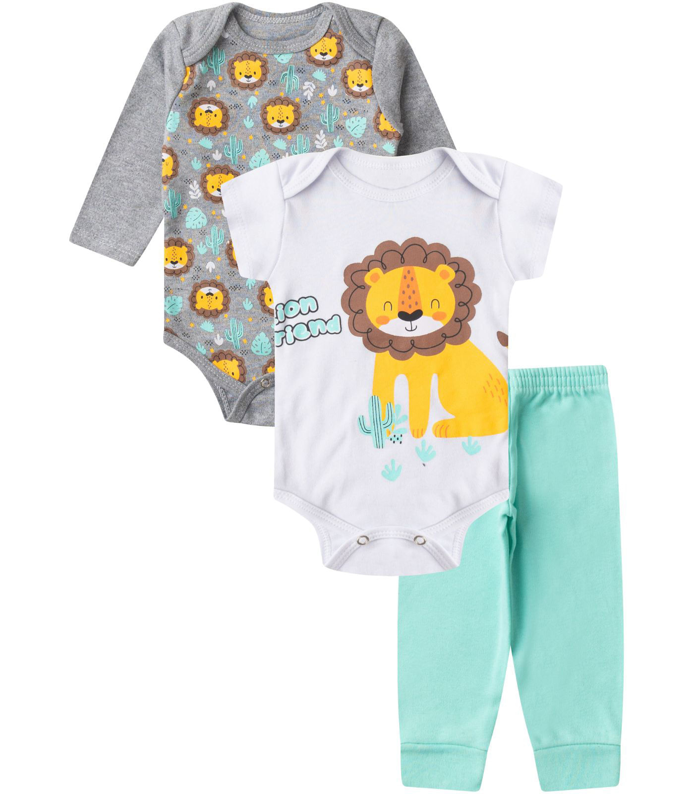 Kit Body Infantil Longo 3 Peças Select Cinza