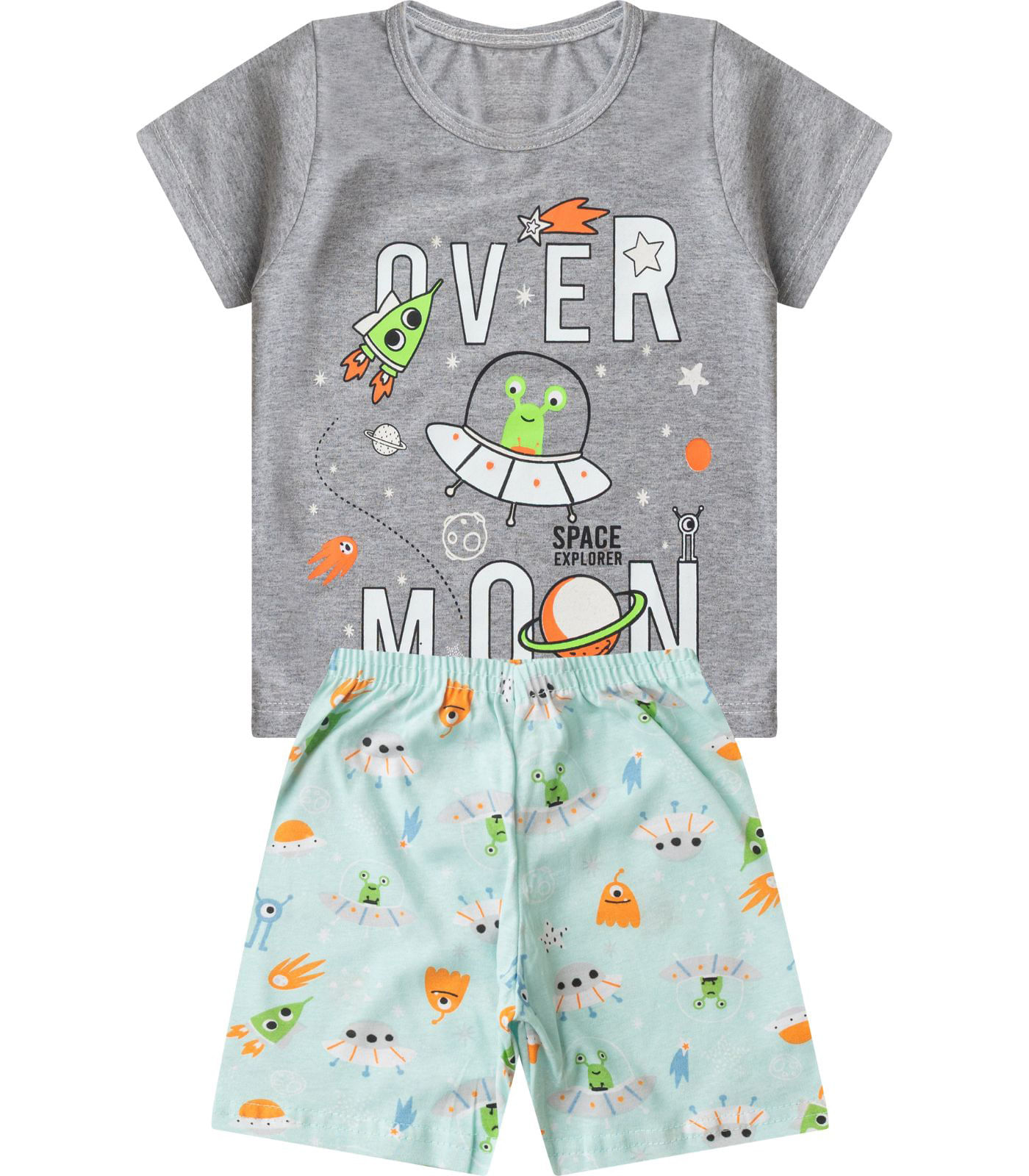 Pijama Infantil Masculino Brilha No Escuro Select Cinza