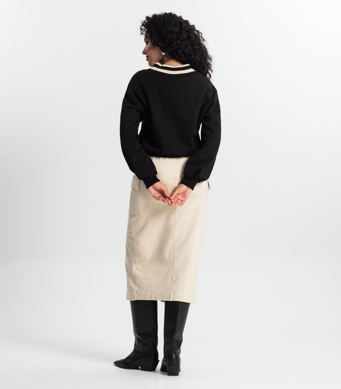 Saia Midi Cargo Feminino Rovitex Bege - Imagem 3