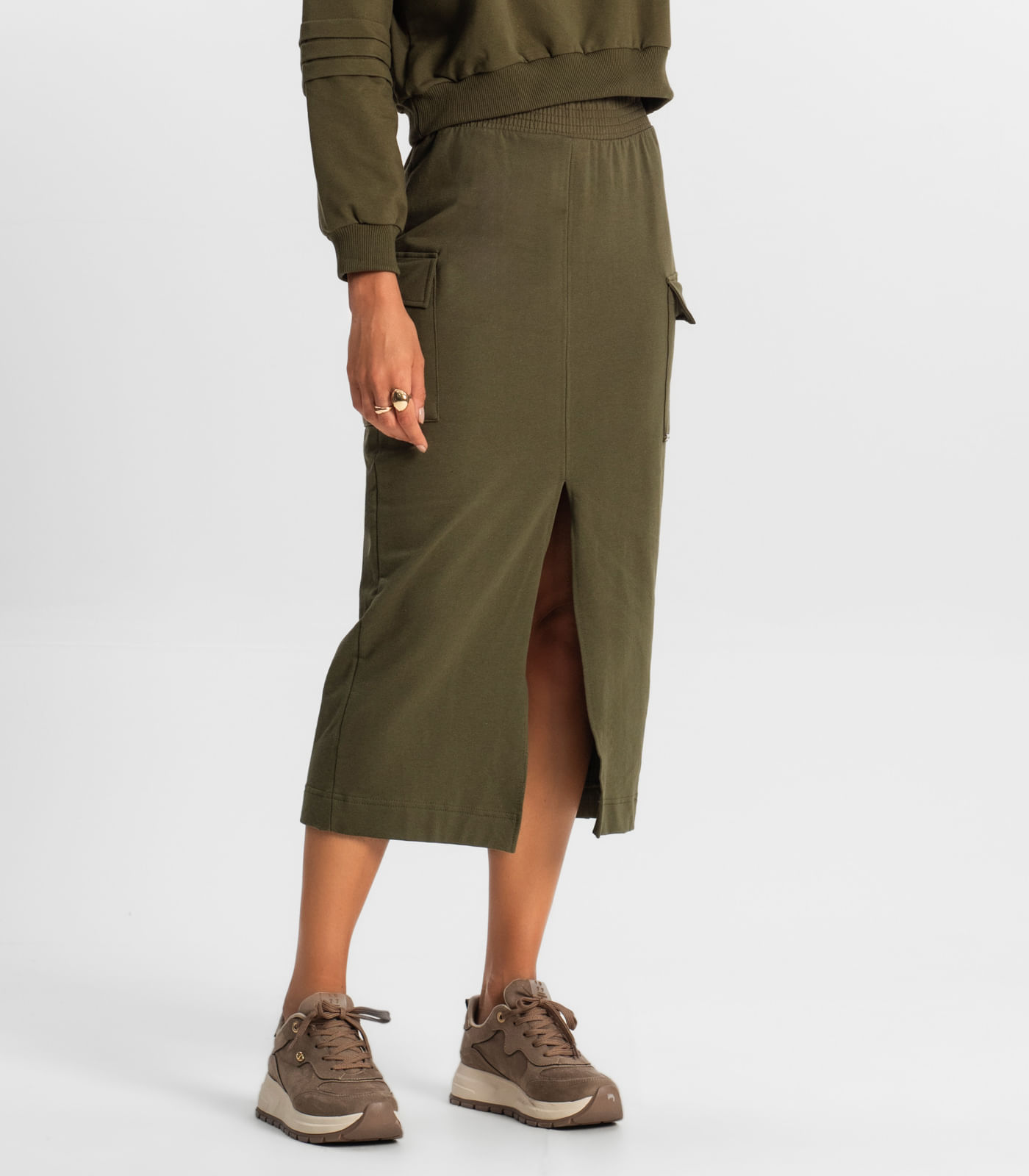 Saia Midi Cargo Feminino Rovitex Verde - Imagem 2