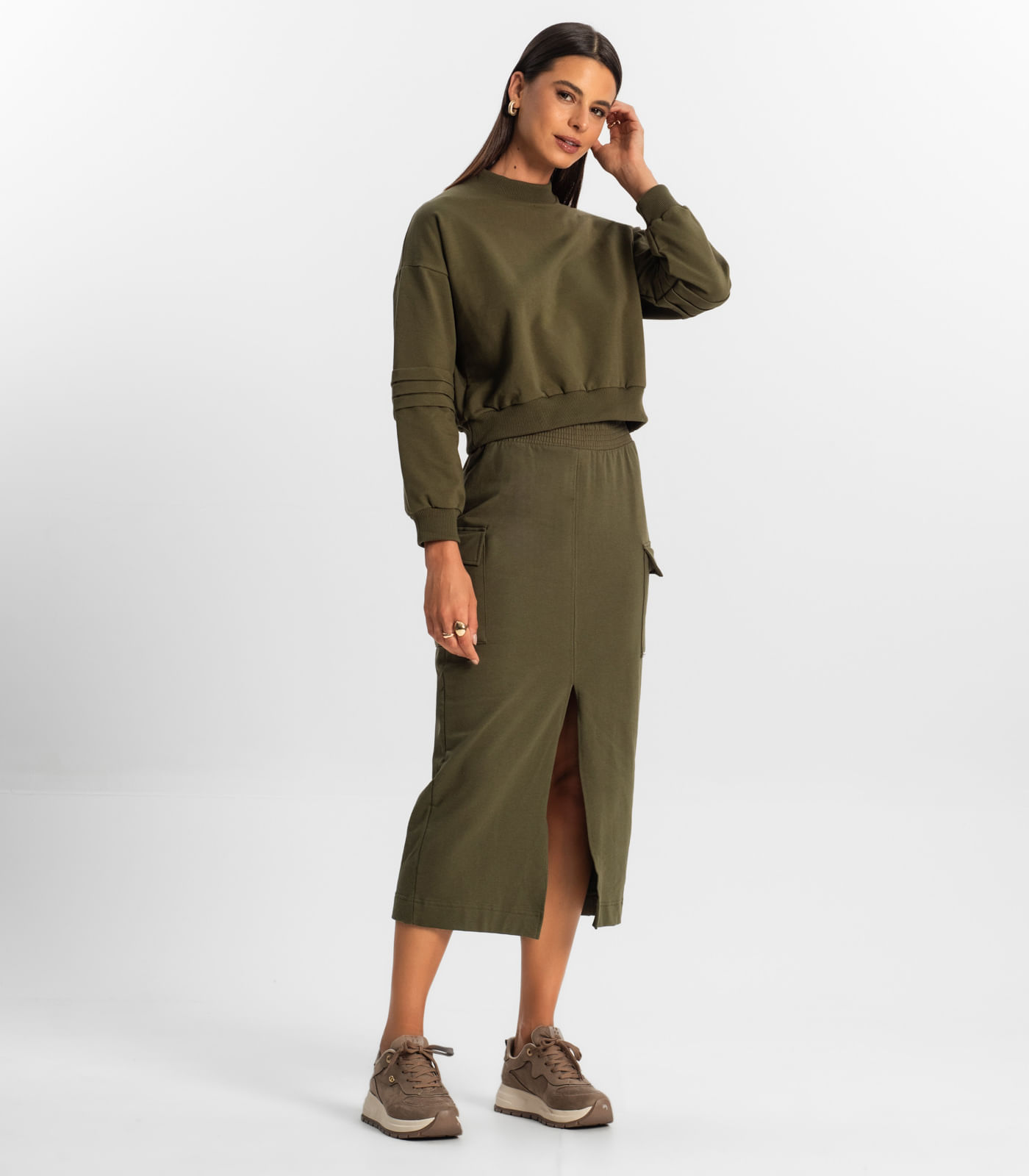 Saia Midi Cargo Feminino Rovitex Verde - Imagem 4