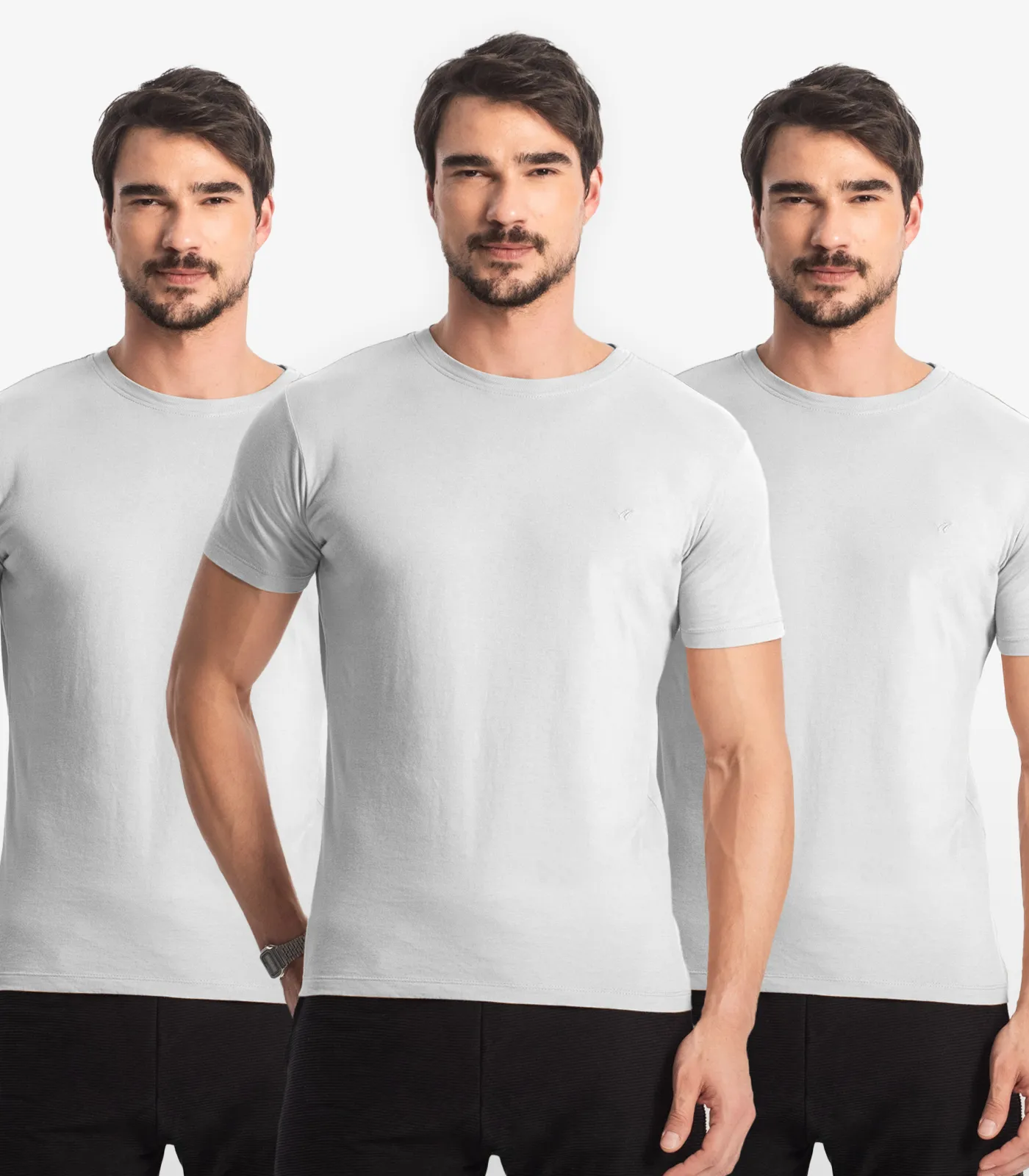 Kit 3 Camisetas Masculinas Básicas Select Branco