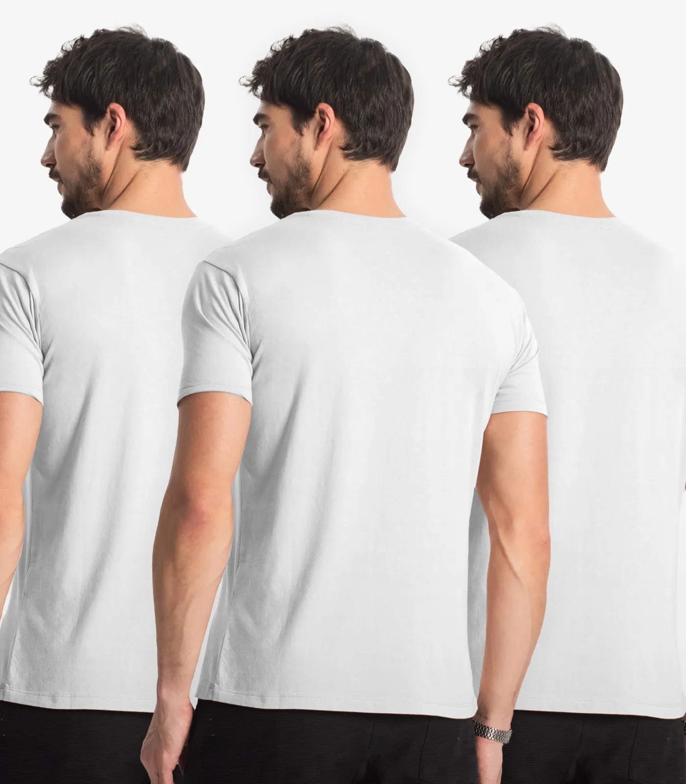 Kit 3 Camisetas Masculinas Básicas Select Branco - Imagem 2