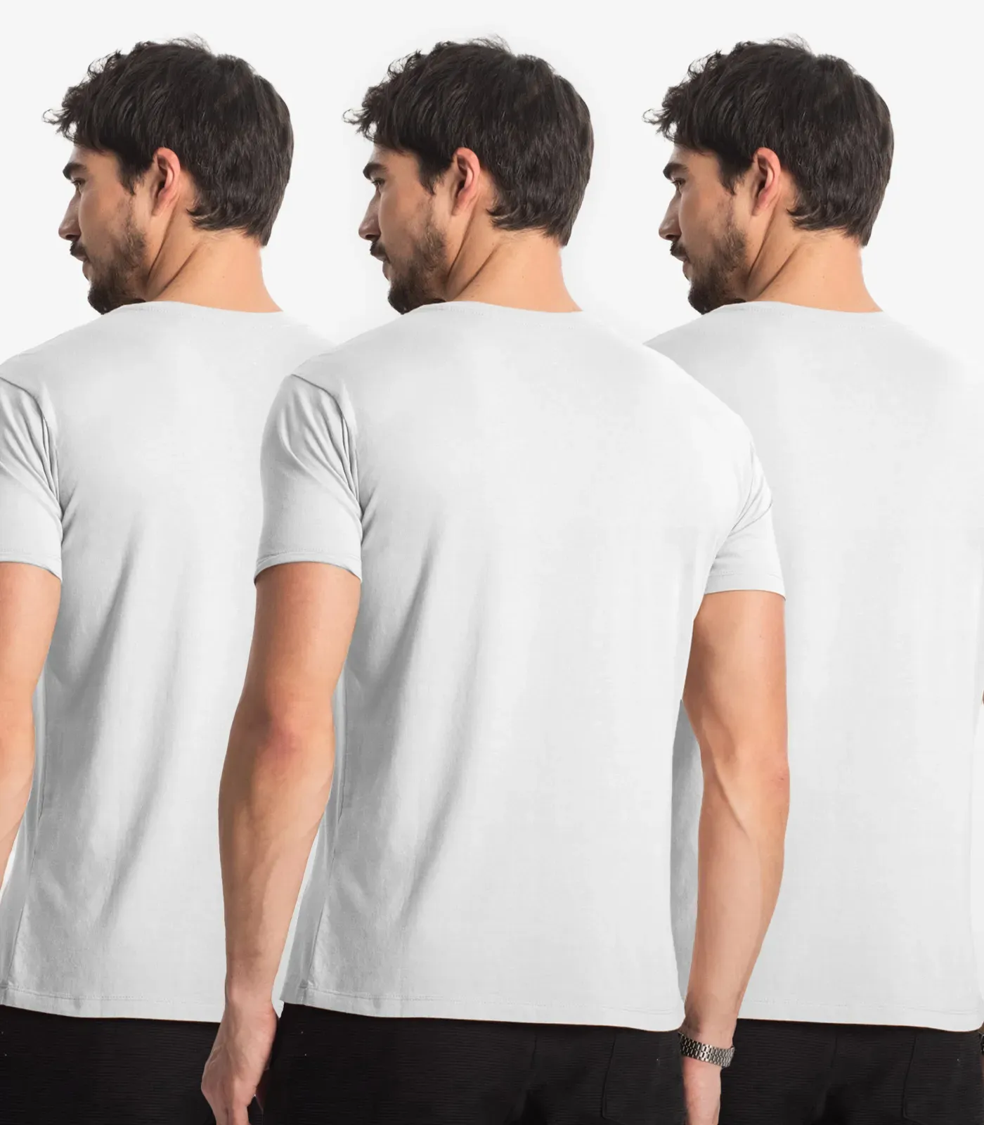 Kit 3 Camisetas Masculinas Básicas Select Branco - Imagem 5