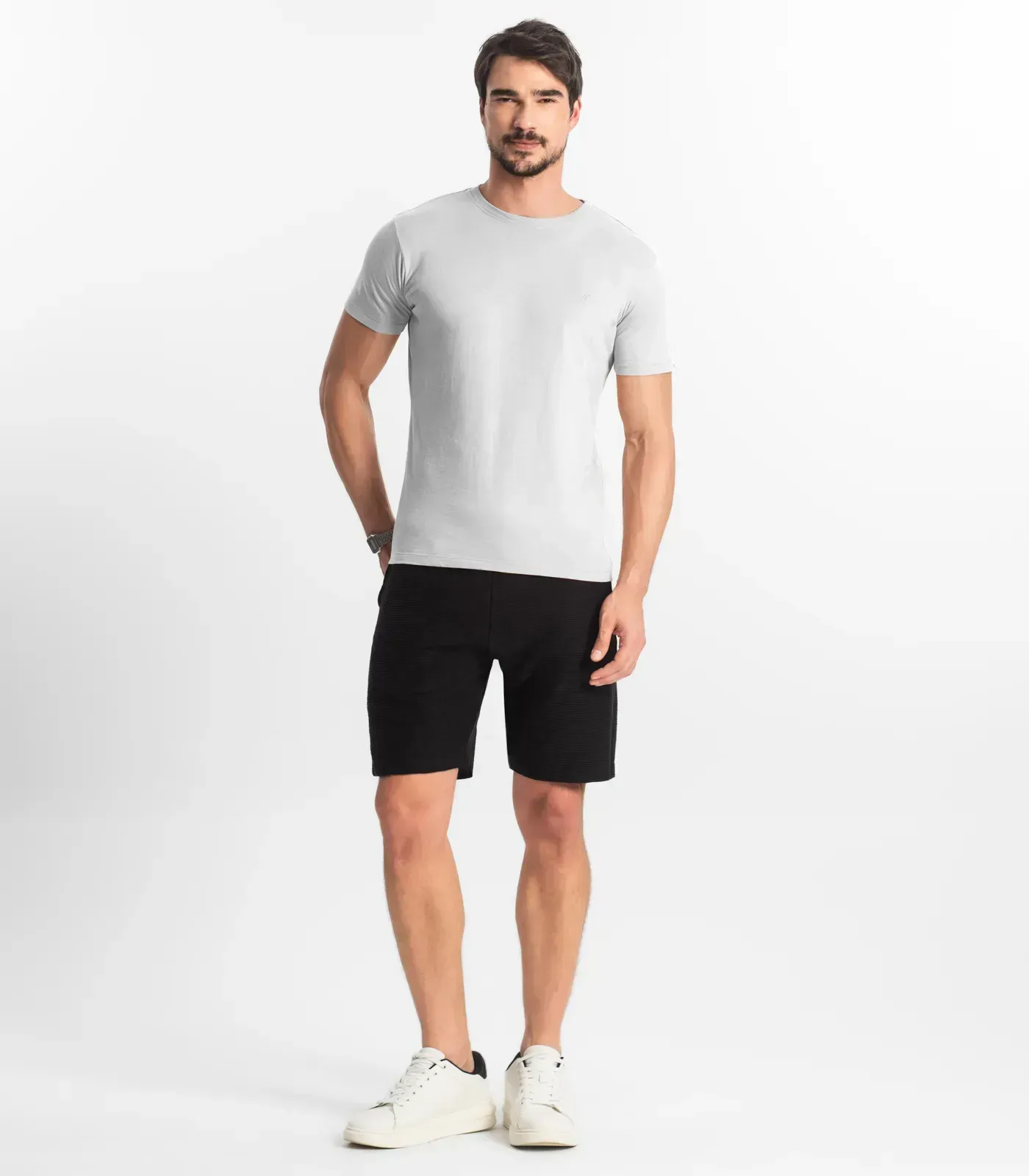 Kit 3 Camisetas Masculinas Básicas Select Branco - Imagem 12