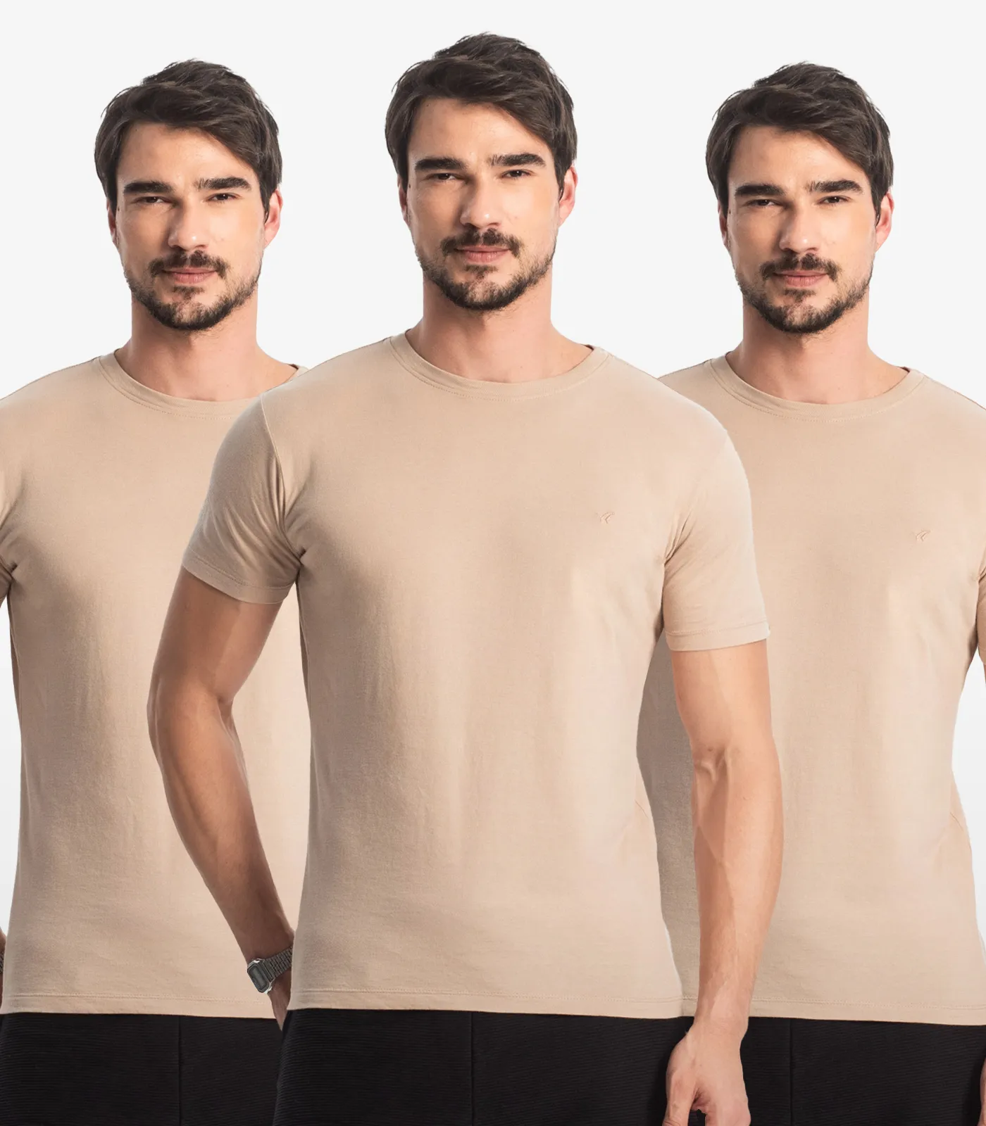 Kit 3 Camisetas Masculinas Básicas Select Marrom