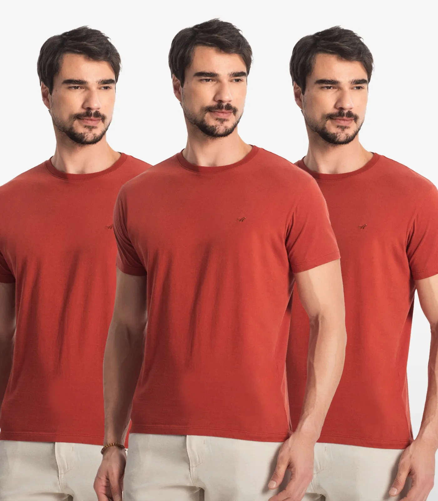 Kit 3 Camisetas Masculinas Básicas Select Laranja