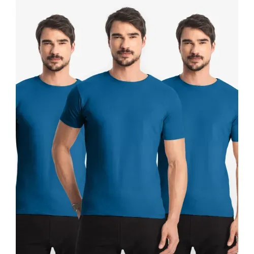 Kit 3 Camisetas Masculinas Básicas Select Azul
