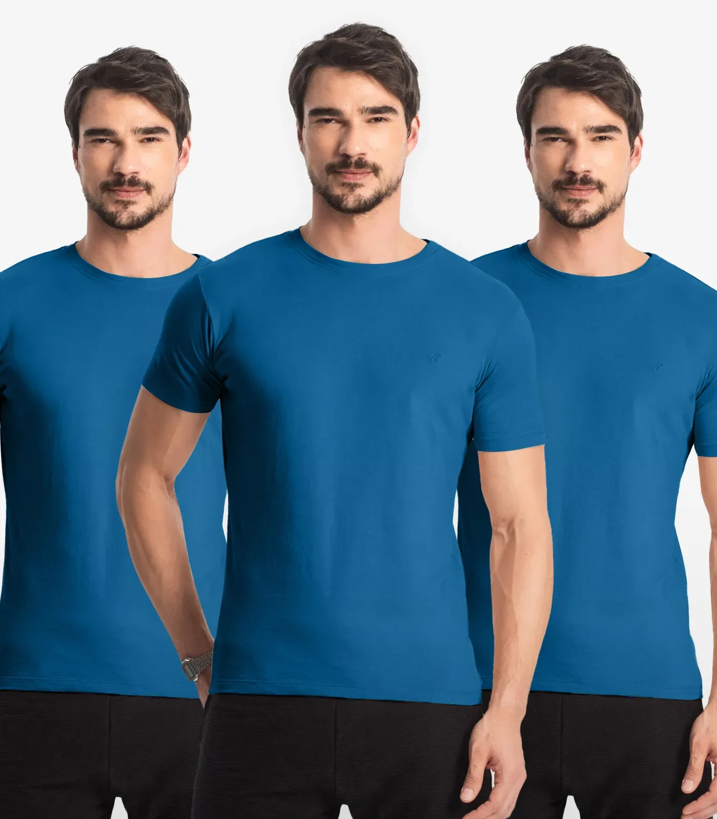 Kit 3 Camisetas Masculinas Básicas Select Azul