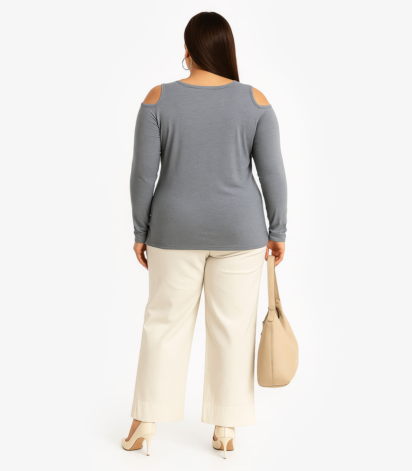 Blusa Feminina Plus Size Ribana Canelada RechSul Cinza - Imagem 2