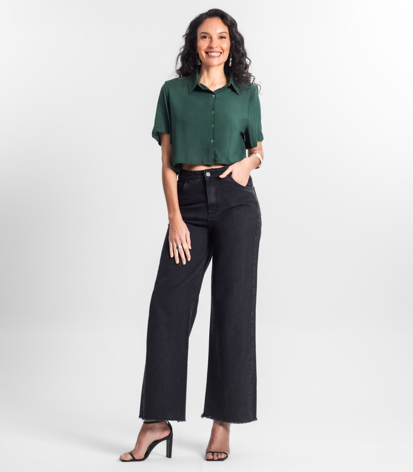 Camisa Cropped Feminina Básica Select Verde - Imagem 12