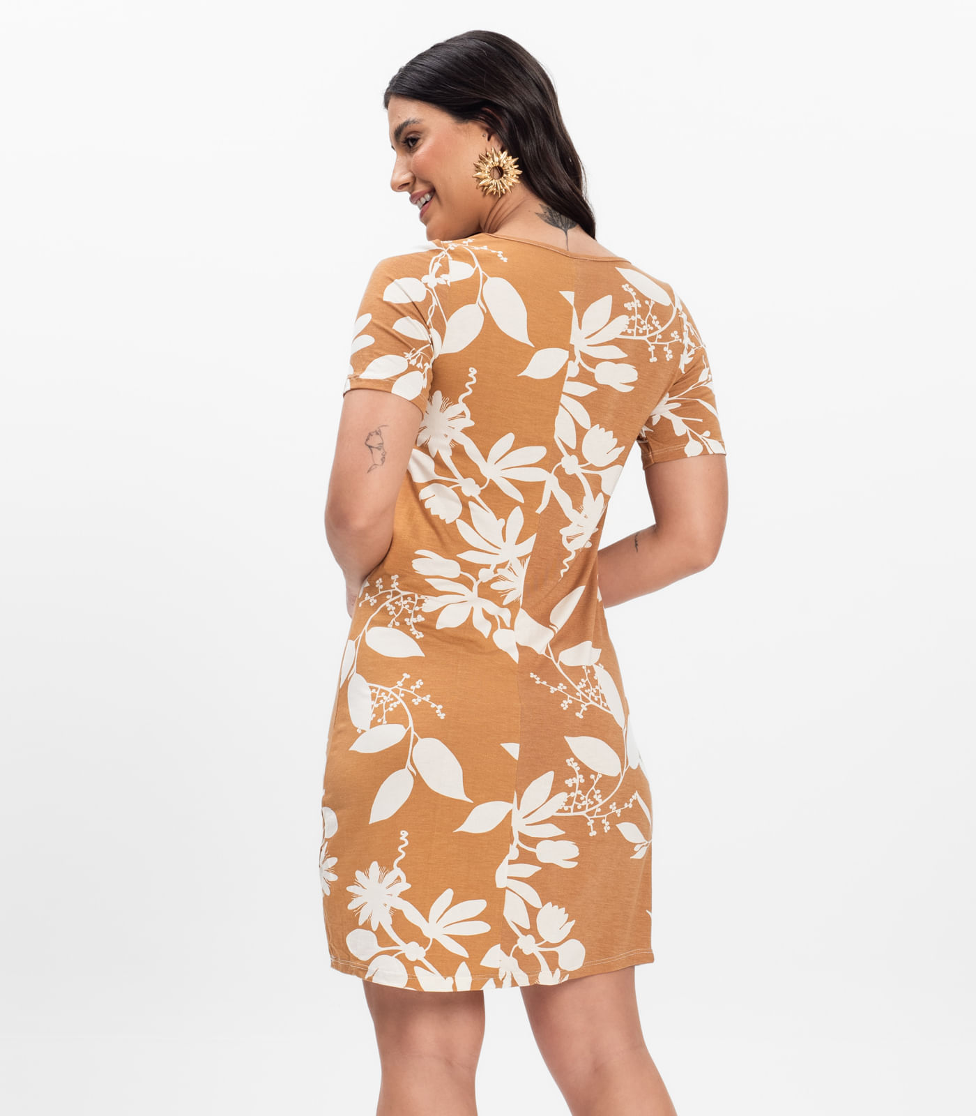 Vestido Curto Estampado Rovitex Marrom - Imagem 15